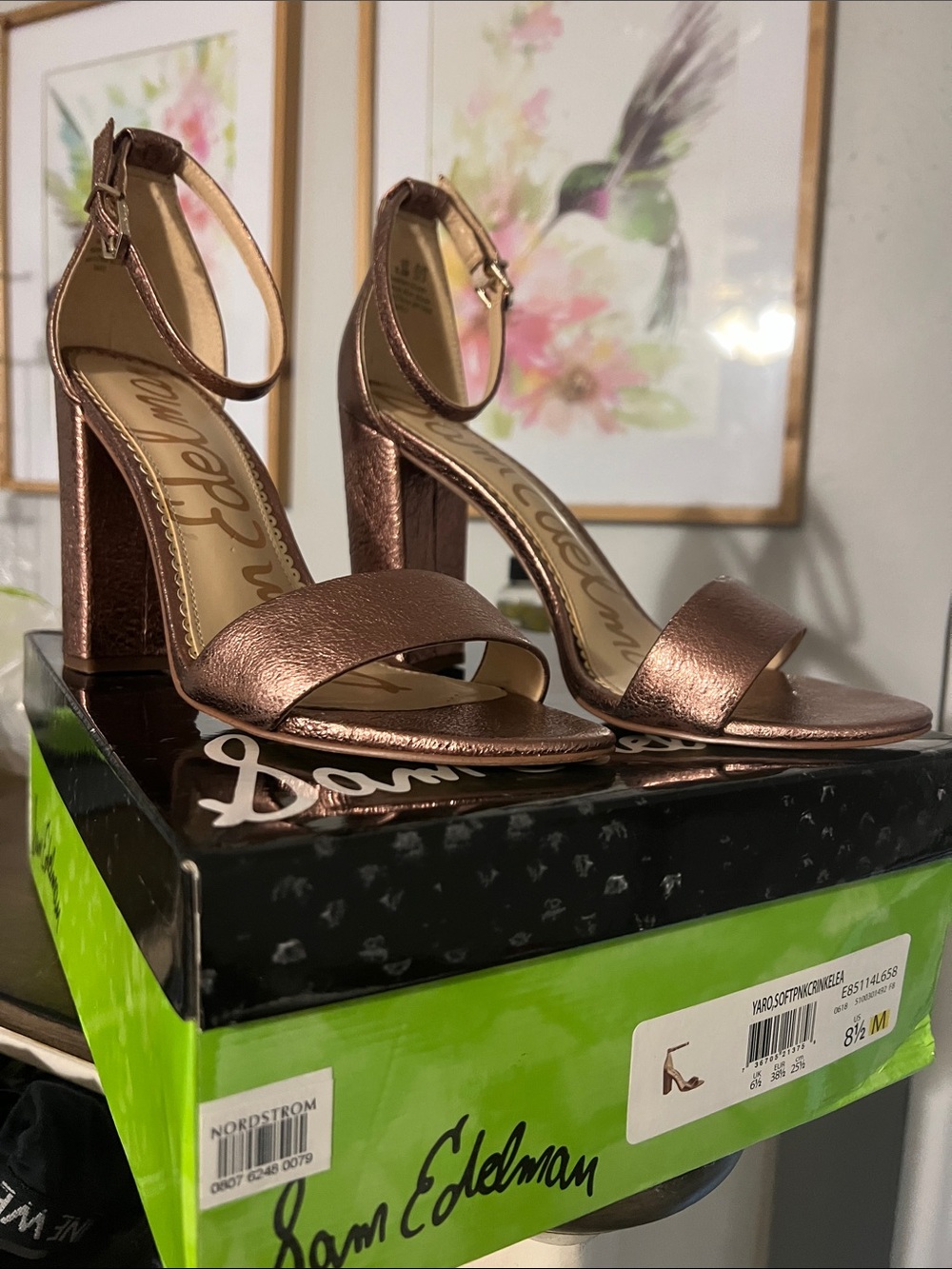 Sam Edelman Yaro Metallic Rose Gold Block Heel sandals - 8.5 - Picture 2 of 8